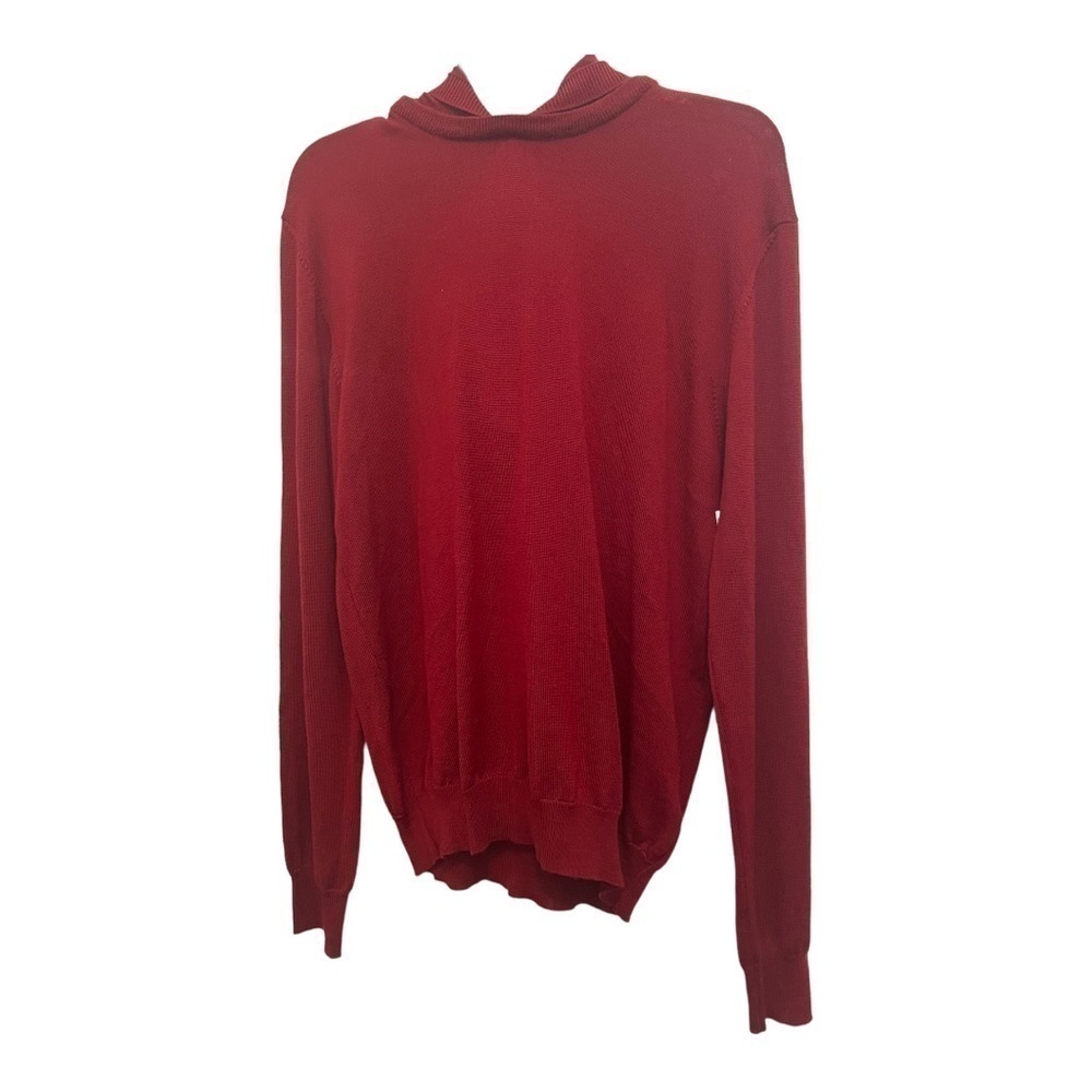 bugatchi MERINO WOOL HOODED PULLOVER IN RUBY - Picture 2 of 12